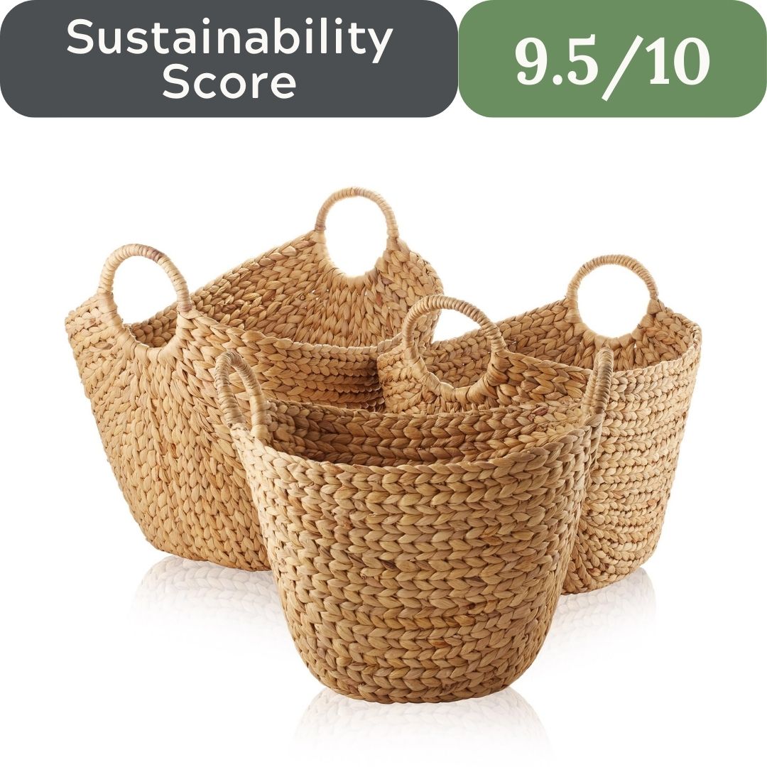 Casafield Set of 3 Sustainable Woven Water Hyacinth Boat Baskets