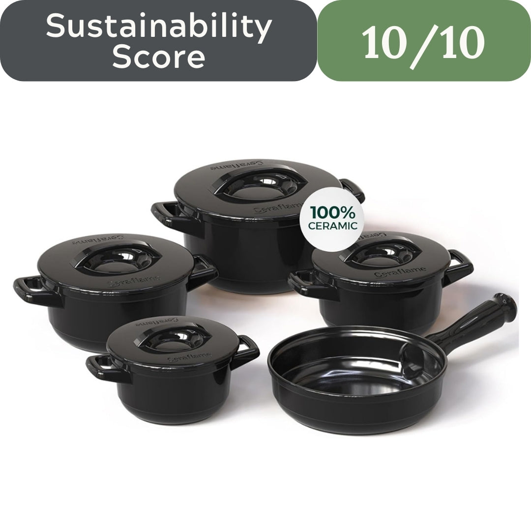 Ceraflame 100% Pure Ceramic Cookware: Thermal Shock Resistant & Toxin-Free, Oven, Microwave and Open-Flame Safe