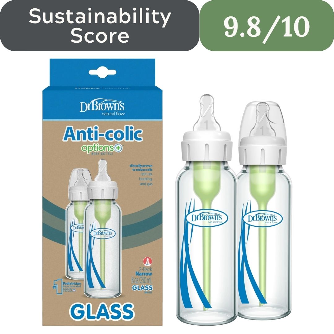 Dr. Brown’s Options+ 4 oz Narrow Borosilicate Glass Baby Bottles (2-Pack)