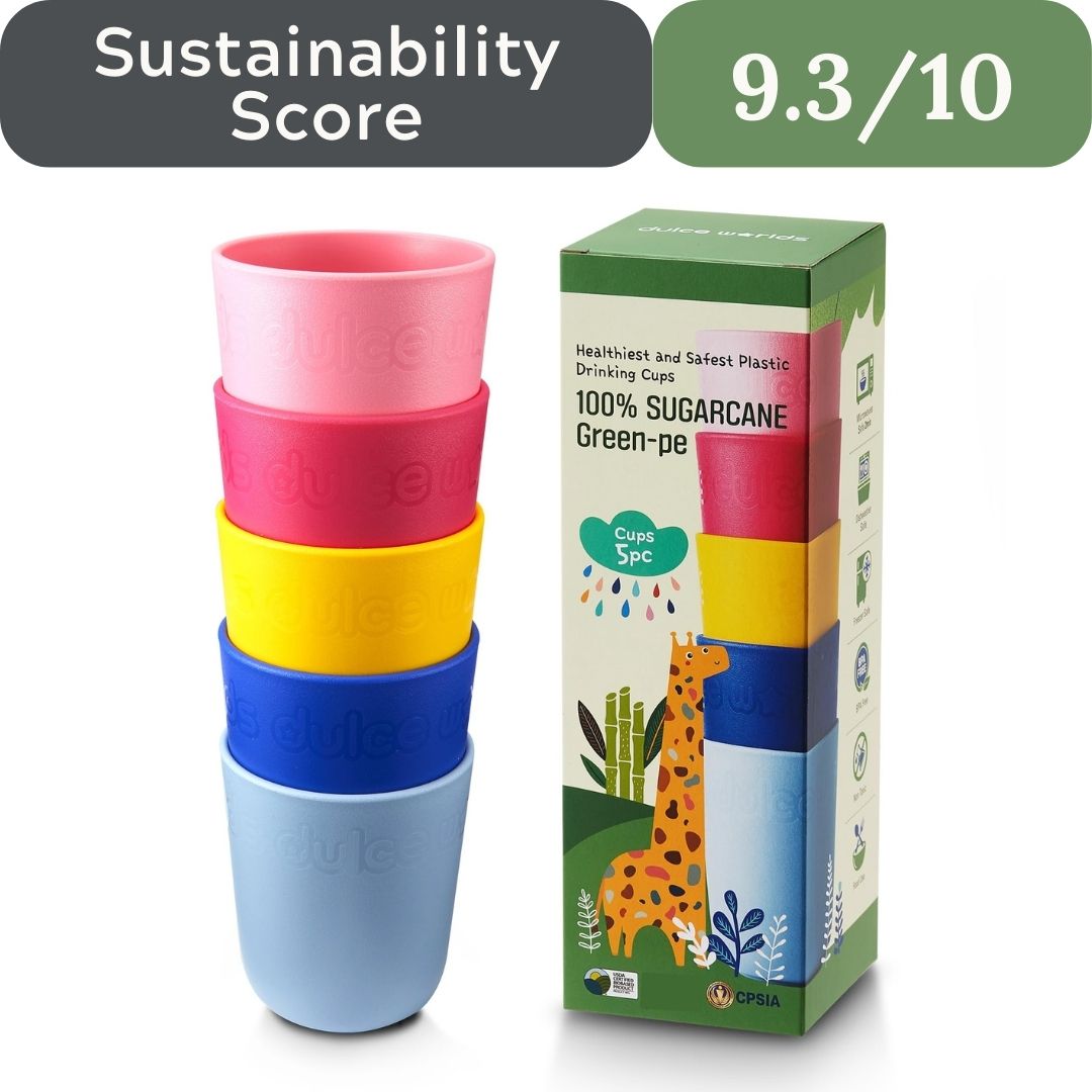 Dulce Worlds 100% Sugarcane Unbreakable Kids Cups (5-Pack)