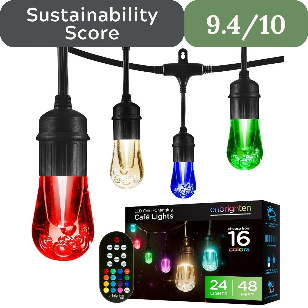 Enbrighten Lifetime LED String Lights: 48ft, Impact-Resistant Acrylic Bulbs, 80% Energy Savings