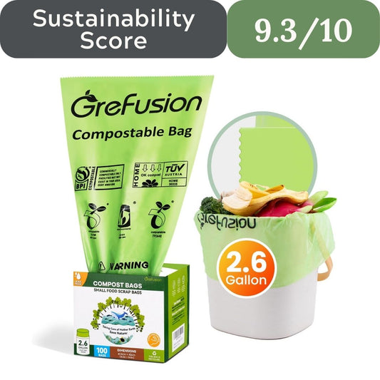 GreFusion 1.2 Gallon Compostable Bags - 125 Count (BPI Certified)
