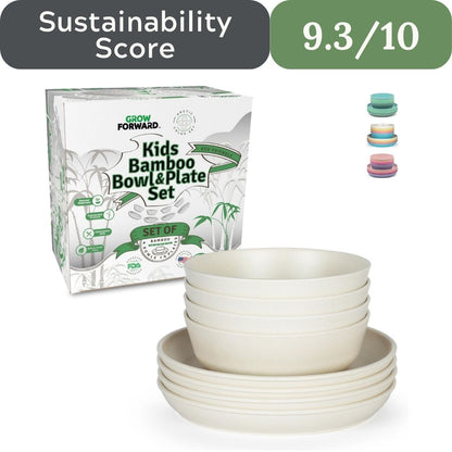 Grow Forward 8-Piece Sustainably Harvested Bamboo Kids Dinnerware Set
