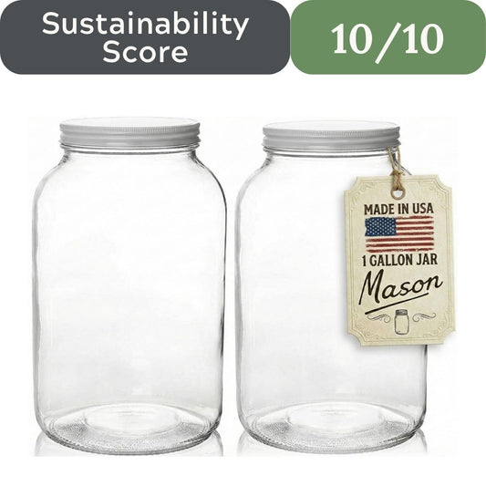 Kitchentoolz 1-Gallon Glass Mason Jars with Airtight Metal Lids (2-Pack)