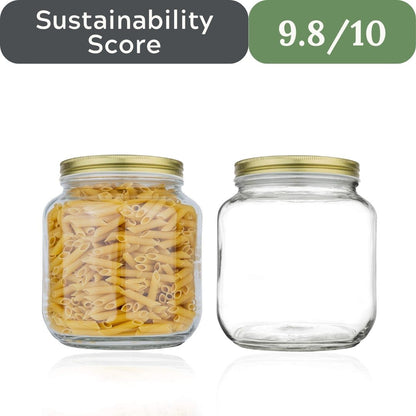 Kitchentoolz 64 oz Glass Mason Jars with Airtight Metal Lids (6 Pack)
