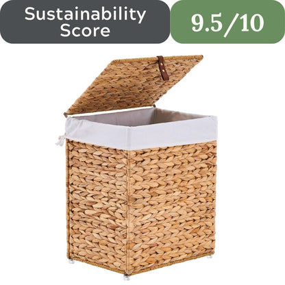 LGENHOOM Handwoven Natural Water Hyacinth Hamper with Lid