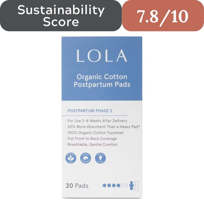 LOLA 100% Organic Cotton Max Absorbency Postpartum Pads