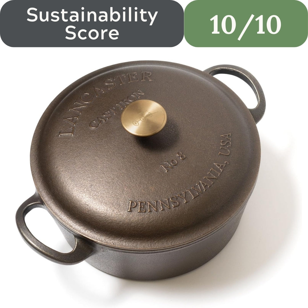 Lancaster Cast Iron 5 Qt. Dutch Oven: Pre-Seasoned, PFAS-Free Raw Iron Vessel Made in the USA