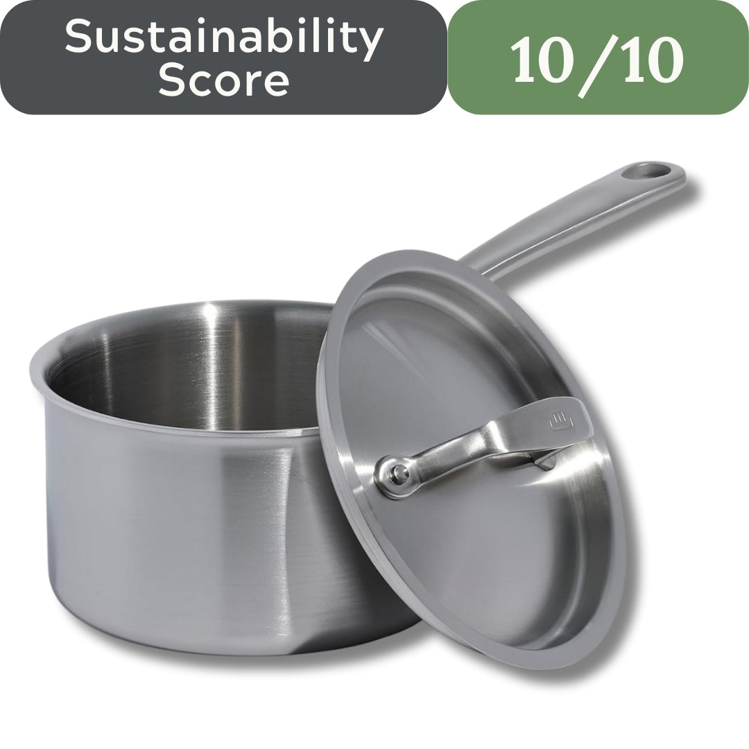 Made In 4 Quart Stainless Clad Saucepan: Professional 5-Ply Construction, Made in Italy for a Lifetime of Plastic-Free Cooking