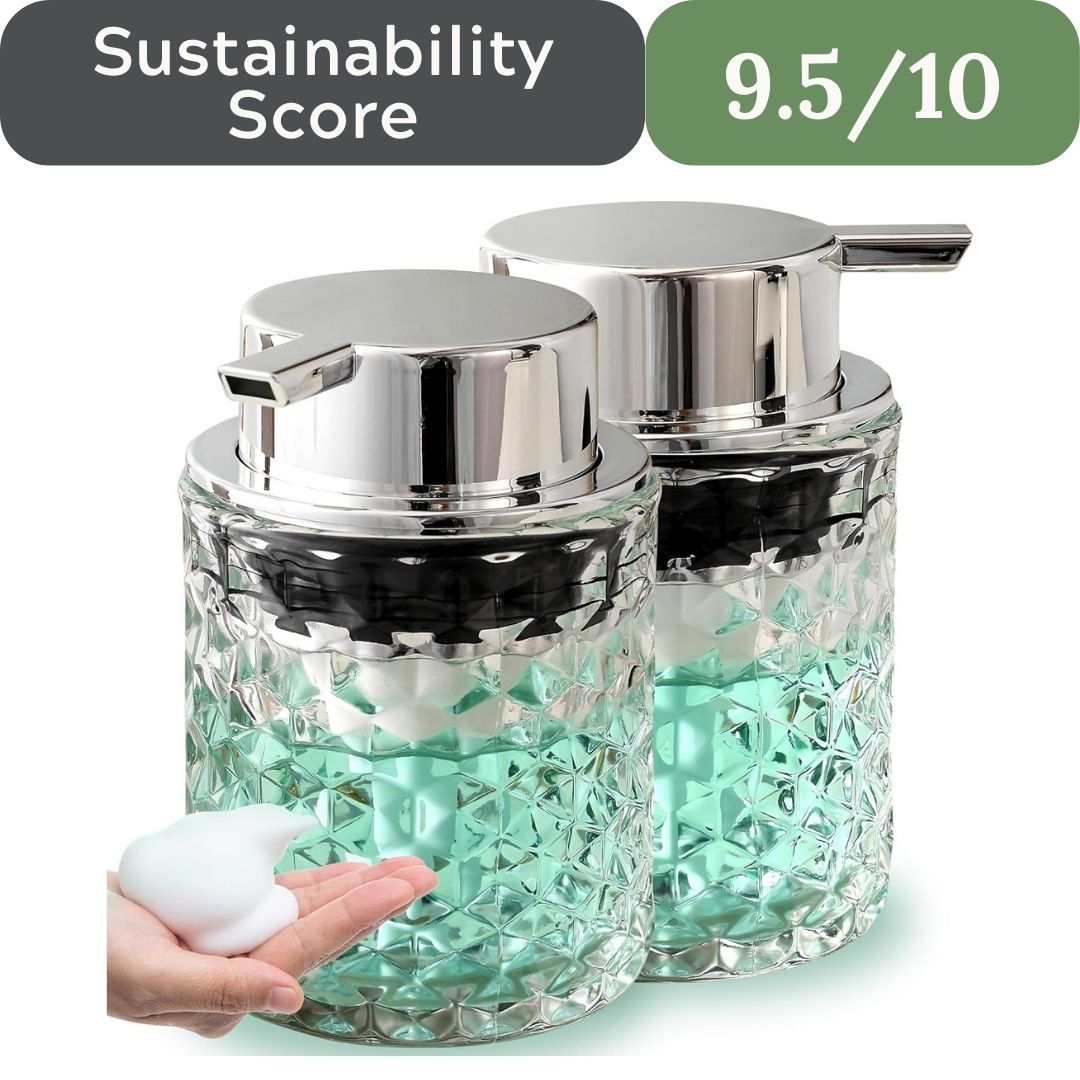 Malachi Diamond-Patterned Glass Foaming Soap Dispenser