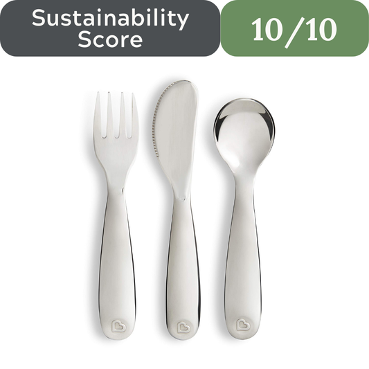 Munchkin Polish Toddler Utensils: Stainless Steel Fork, Knife, and Spoon