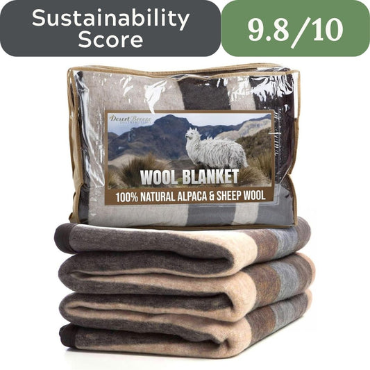 Natural Alpaca & Sheep Wool Blanket: Heavyweight 4.2 lb Twin Bedding