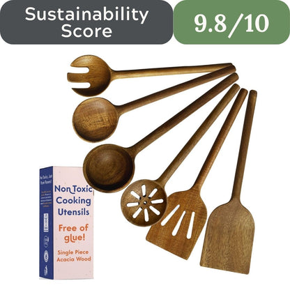 Non-Toxic 6-Piece One-Piece Wooden Utensil Set