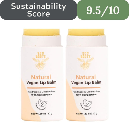 Organic Tinted Lip Balm 2-Pack: Coconut Oil & Plastic-Free Packaging