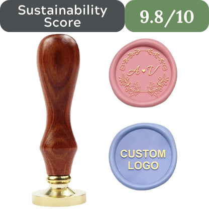 Personalized Wax Seal Stamp: Custom Design, Brass Head & Rosewood Handle That Replaces Disposable Stickers for a Lifetime