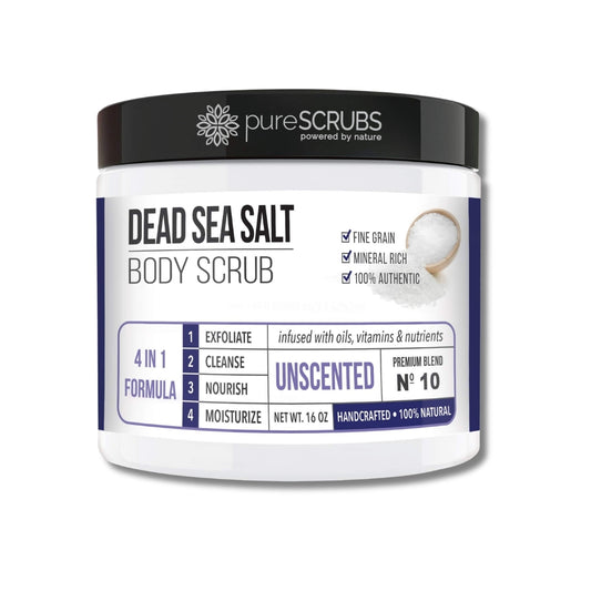 pureSCRUBS Unscented Exfoliating Body Scrub on white background