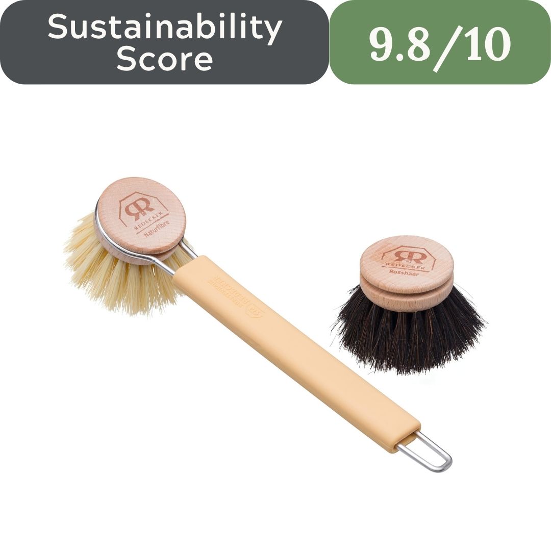 Redecker Silicone Dish Brush Bundle with Horsehair and Tampico Heads