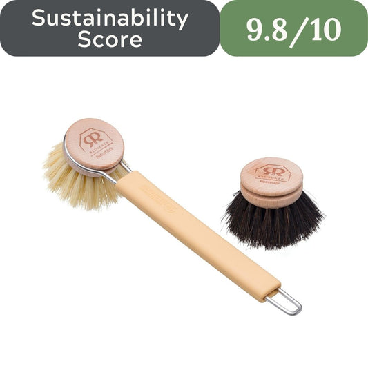 Redecker Silicone Dish Brush Bundle with Horsehair and Tampico Heads
