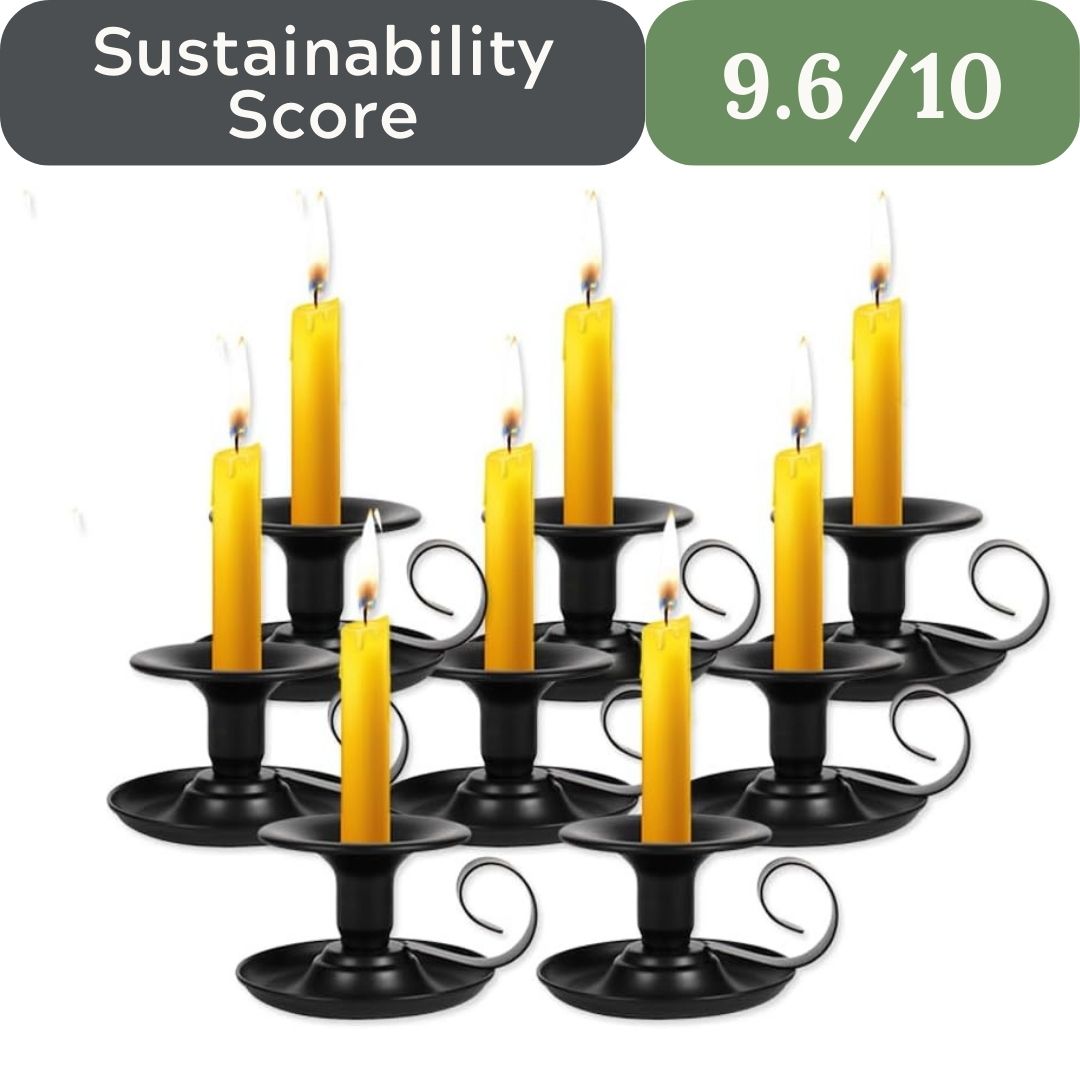 Retro Iron Taper Candlestick Holders (4 Pcs): Sturdy Metal Design for Permanent Home Decor