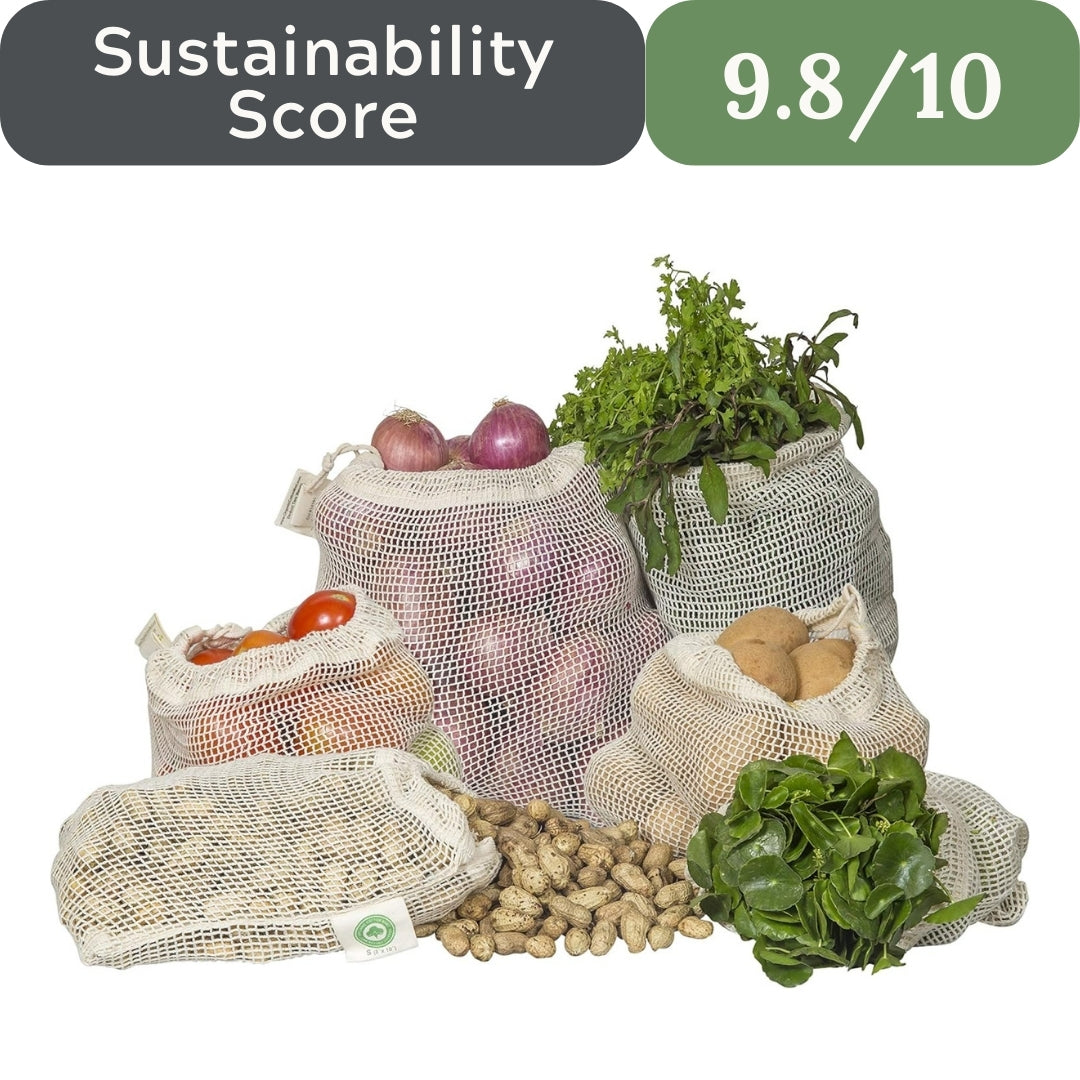 Reusable 100% Organic Cotton Mesh Produce Bags-Toxin-Free, Plastic-Free Double-Stitched