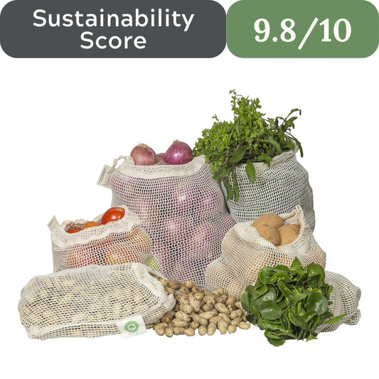 Reusable 100% Organic Cotton Mesh Produce Bags-Toxin-Free, Plastic-Free Double-Stitched