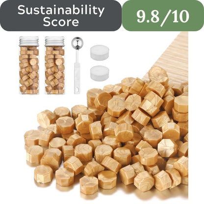 Sealing Wax Beads Kit: 150 Pcs with Permanent Metal Spoon & Reusable Glass Storage Bottles for Zero-Waste Wedding Invitations and Gift Wrap