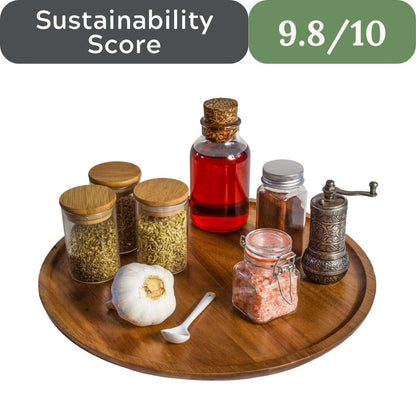 TB Home Acacia Wood Lazy Susan Kitchen Turntable Organizer