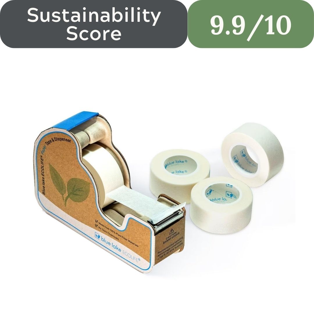 The Zero-Waste Office: Plastic-Free Tape Dispenser with 4 Rolls of Plant-Based Paper Tape