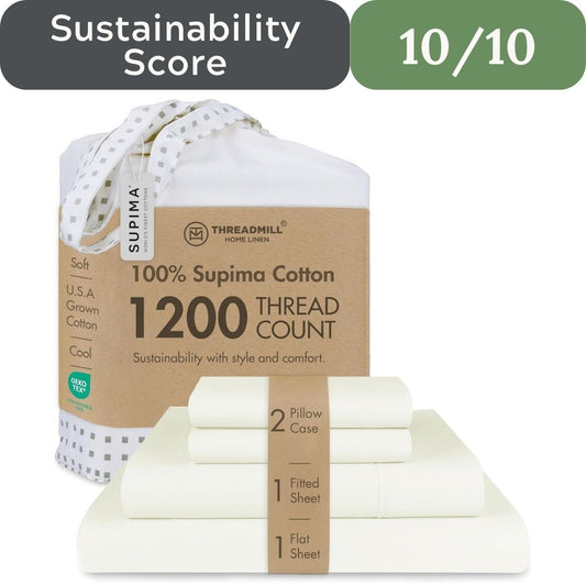 Threadmill Luxury 100% Supima Cotton Sheets: 1200 TC Queen Set