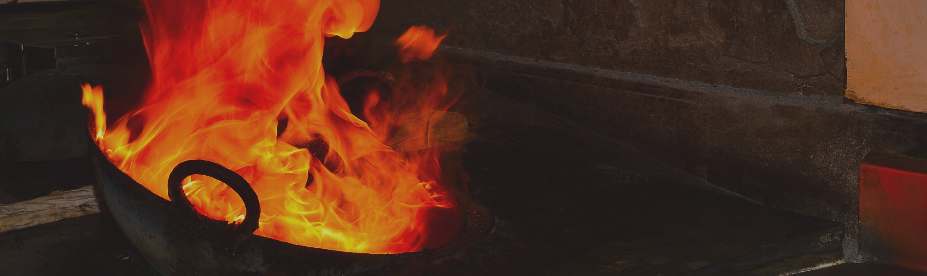 Flaming pot on a stone stove