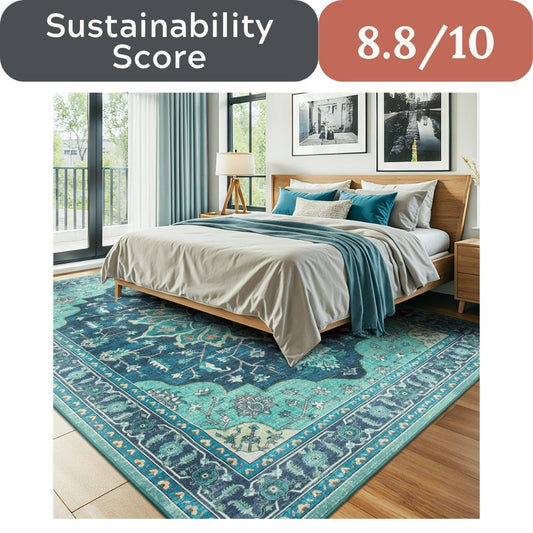 Vibrug Coastal Medallion OEKO-TEX Certified Washable Area Rug