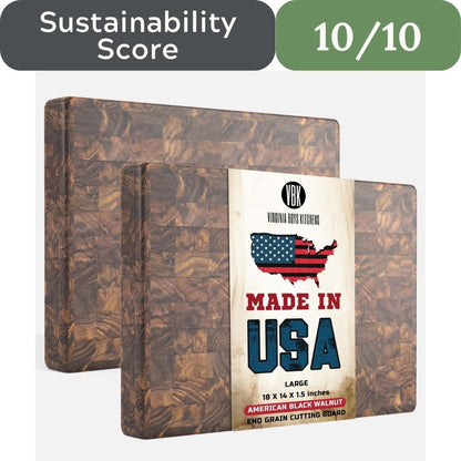 End Grain Wood Cutting Boards Sustainability Score 10/10.