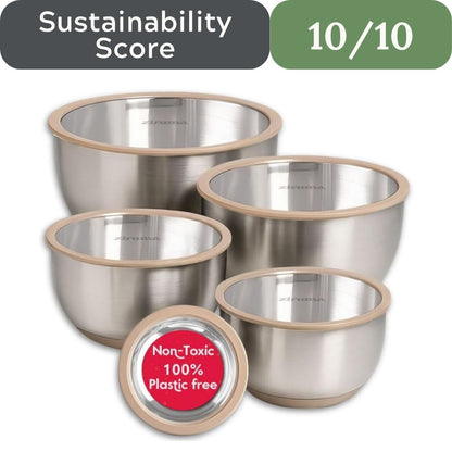 Ziruma Non-Toxic Mixing Bowls with Glass Lids Set (5 Pieces)