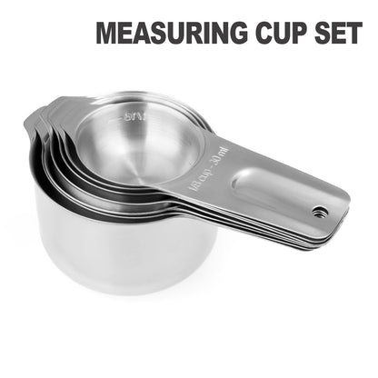 ALLWIN - HOUSEWARE: 13 - piece Measuring Cups and Spoons Set, 18/8 Stainless Steel, with Ring Connector - The Tribalist