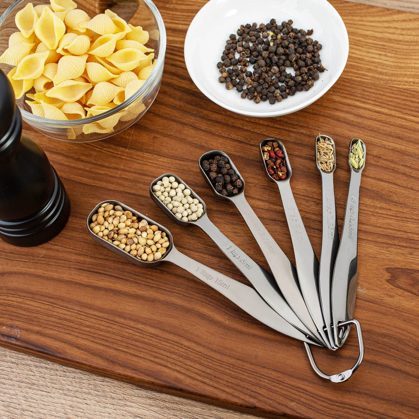 ALLWIN - HOUSEWARE: 13 - piece Measuring Cups and Spoons Set, 18/8 Stainless Steel, with Ring Connector - The Tribalist