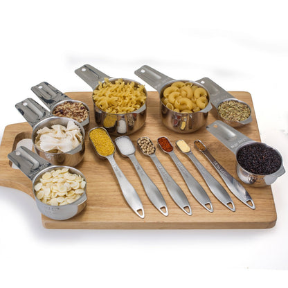 ALLWIN - HOUSEWARE: 13 - piece Measuring Cups and Spoons Set, 18/8 Stainless Steel, with Ring Connector - The Tribalist