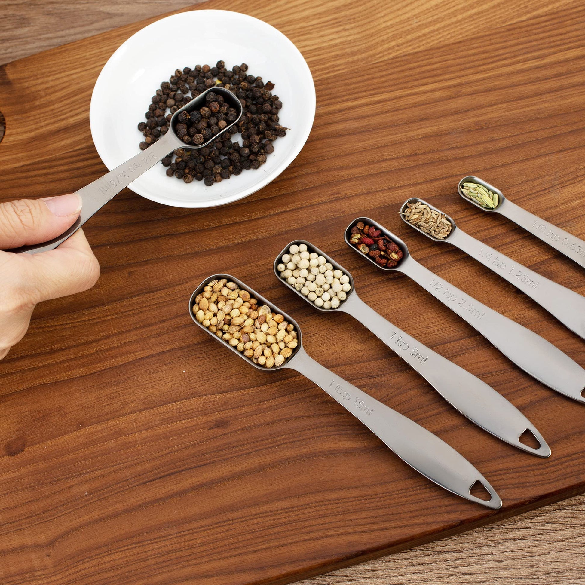 ALLWIN - HOUSEWARE: 13 - piece Measuring Cups and Spoons Set, 18/8 Stainless Steel, with Ring Connector - The Tribalist
