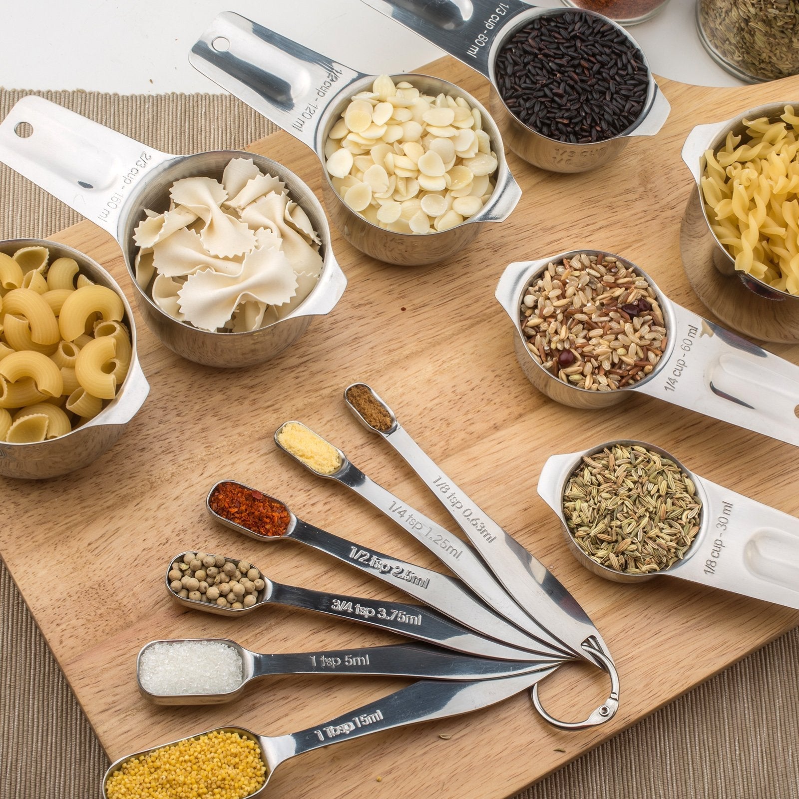 ALLWIN - HOUSEWARE: 13 - piece Measuring Cups and Spoons Set, 18/8 Stainless Steel, with Ring Connector - The Tribalist