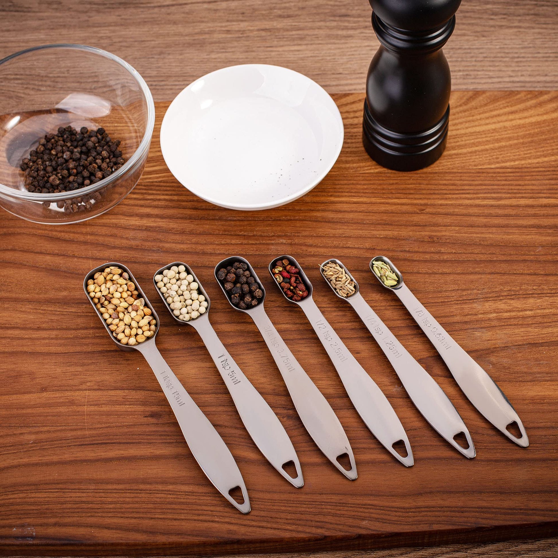 ALLWIN - HOUSEWARE: 13 - piece Measuring Cups and Spoons Set, 18/8 Stainless Steel, with Ring Connector - The Tribalist
