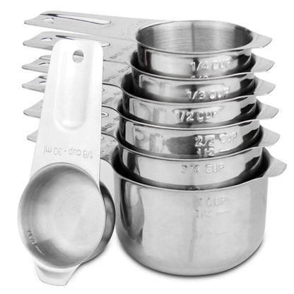 ALLWIN - HOUSEWARE: 13 - piece Measuring Cups and Spoons Set, 18/8 Stainless Steel, with Ring Connector - The Tribalist
