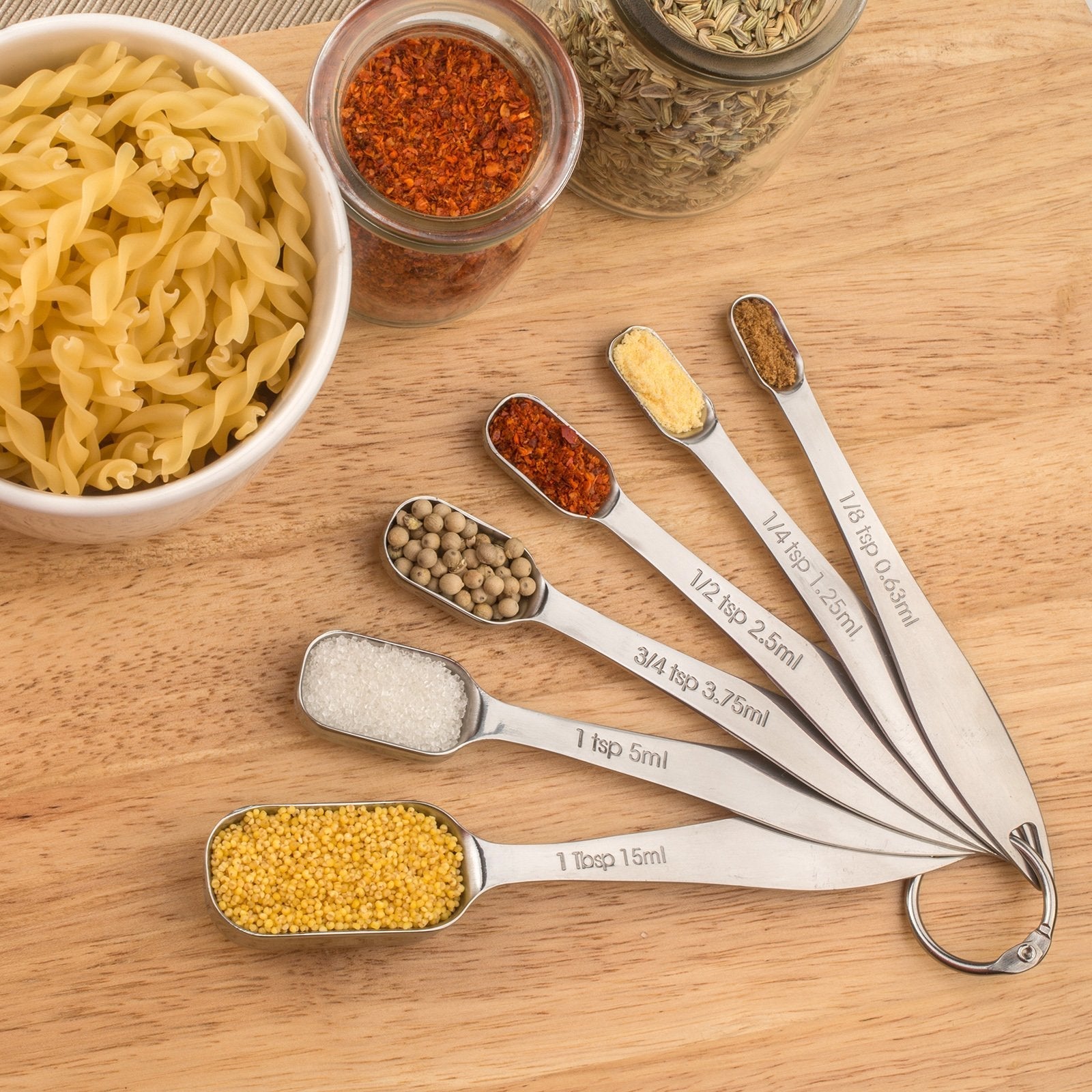 ALLWIN - HOUSEWARE: 13 - piece Measuring Cups and Spoons Set, 18/8 Stainless Steel, with Ring Connector - The Tribalist