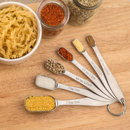 ALLWIN - HOUSEWARE: 13 - piece Measuring Cups and Spoons Set, 18/8 Stainless Steel, with Ring Connector - The Tribalist