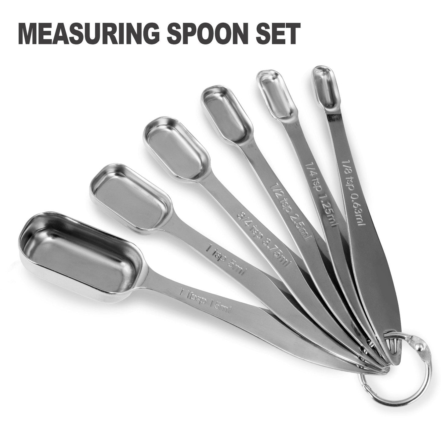 ALLWIN - HOUSEWARE: 13 - piece Measuring Cups and Spoons Set, 18/8 Stainless Steel, with Ring Connector - The Tribalist
