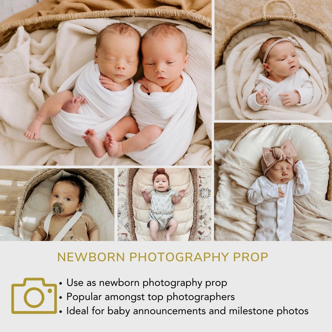The Tribalist - BeBe Bask, Seagrass Baby Changing Basket – Luxury Leaf Liner, Waterproof Bamboo Pad & Vegan Leather Mat