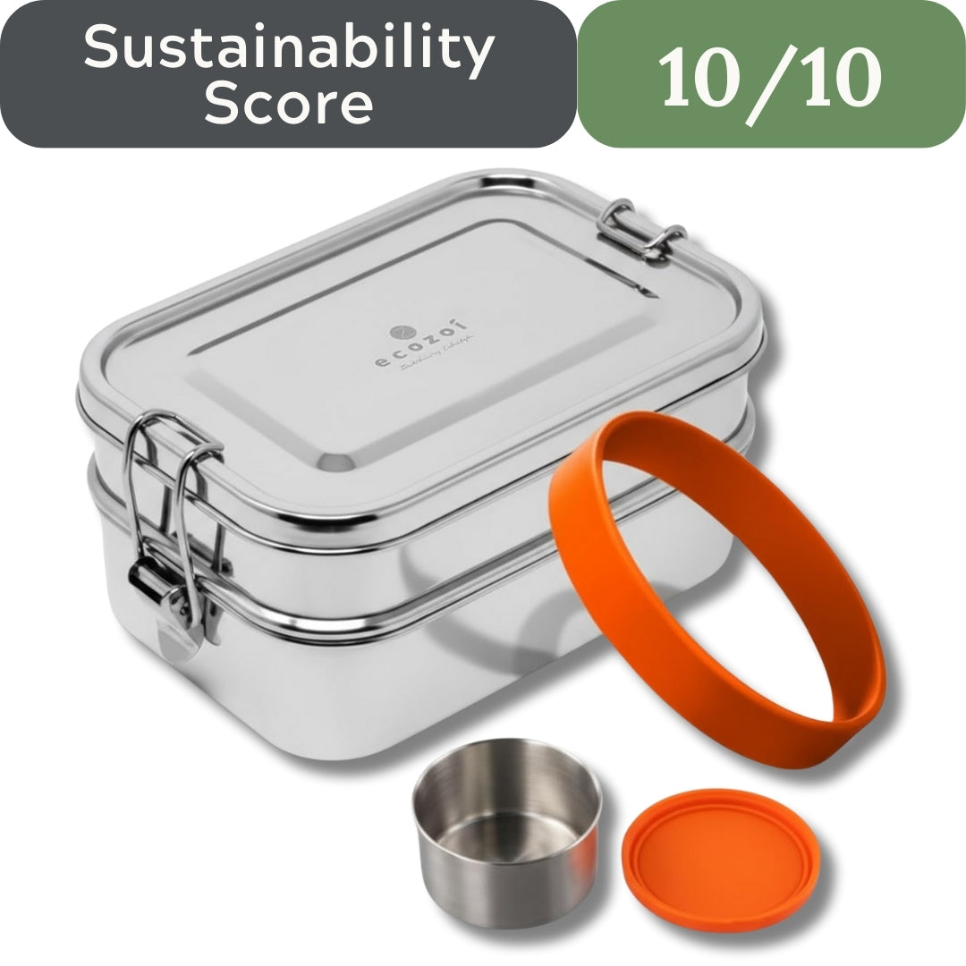 ecozoi Leak Proof Stainless Steel Lunch Box: 3-in-1 Eco Bento
