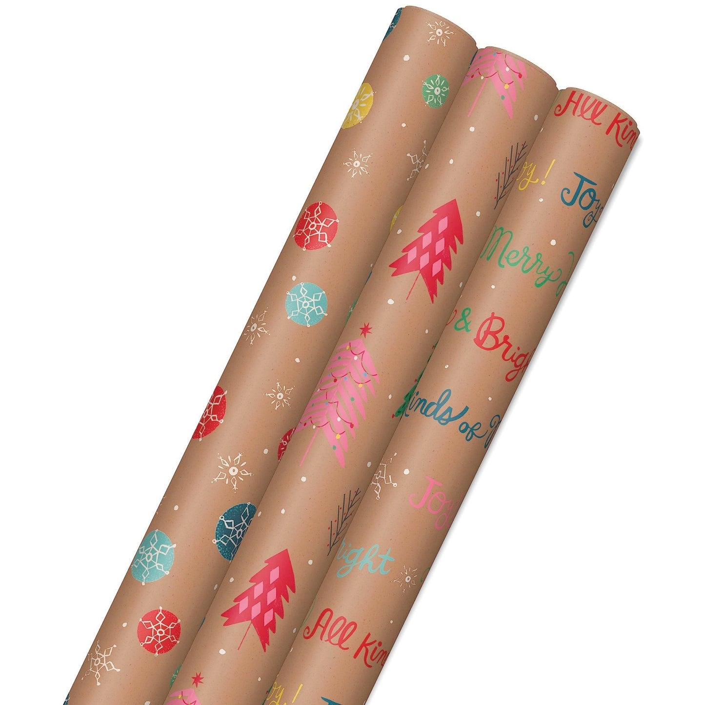Hallmark: Christmas Wrapping Paper - Recyclable Kraft Paper, 30" Wide by 12' Long (Pack of 3) - The Tribalist