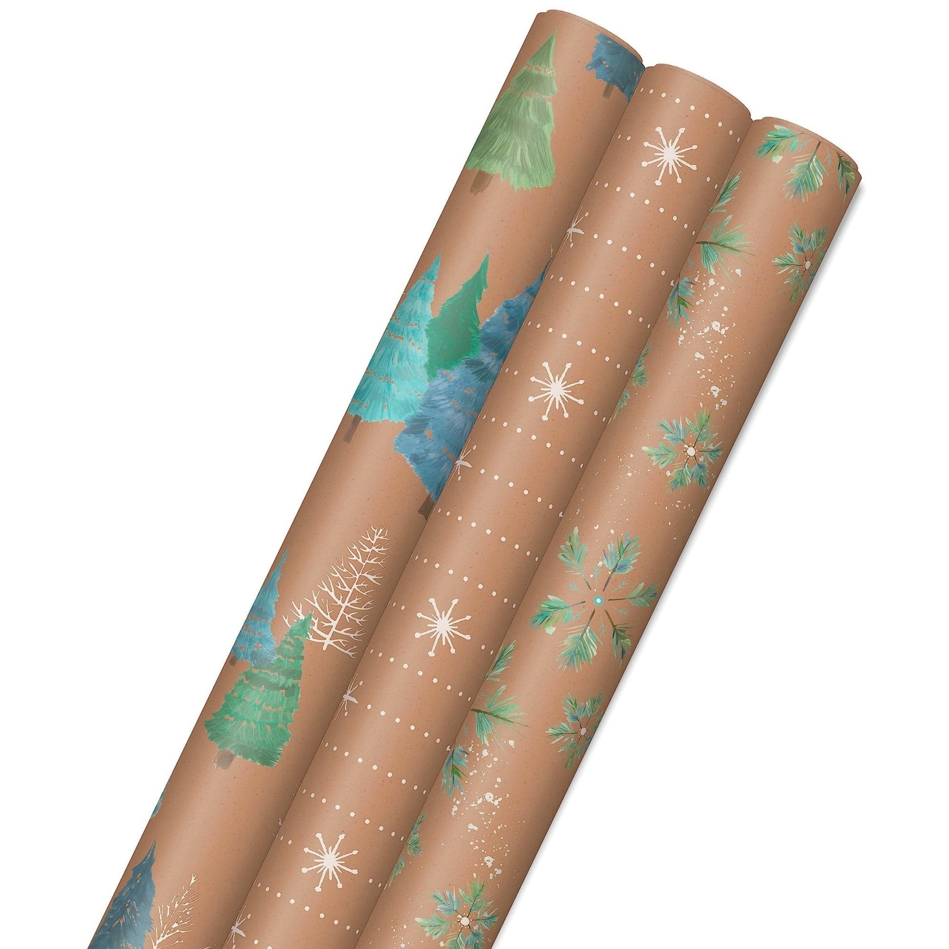 Hallmark: Christmas Wrapping Paper - Recyclable Kraft Paper, 30" Wide by 12' Long (Pack of 3) - The Tribalist