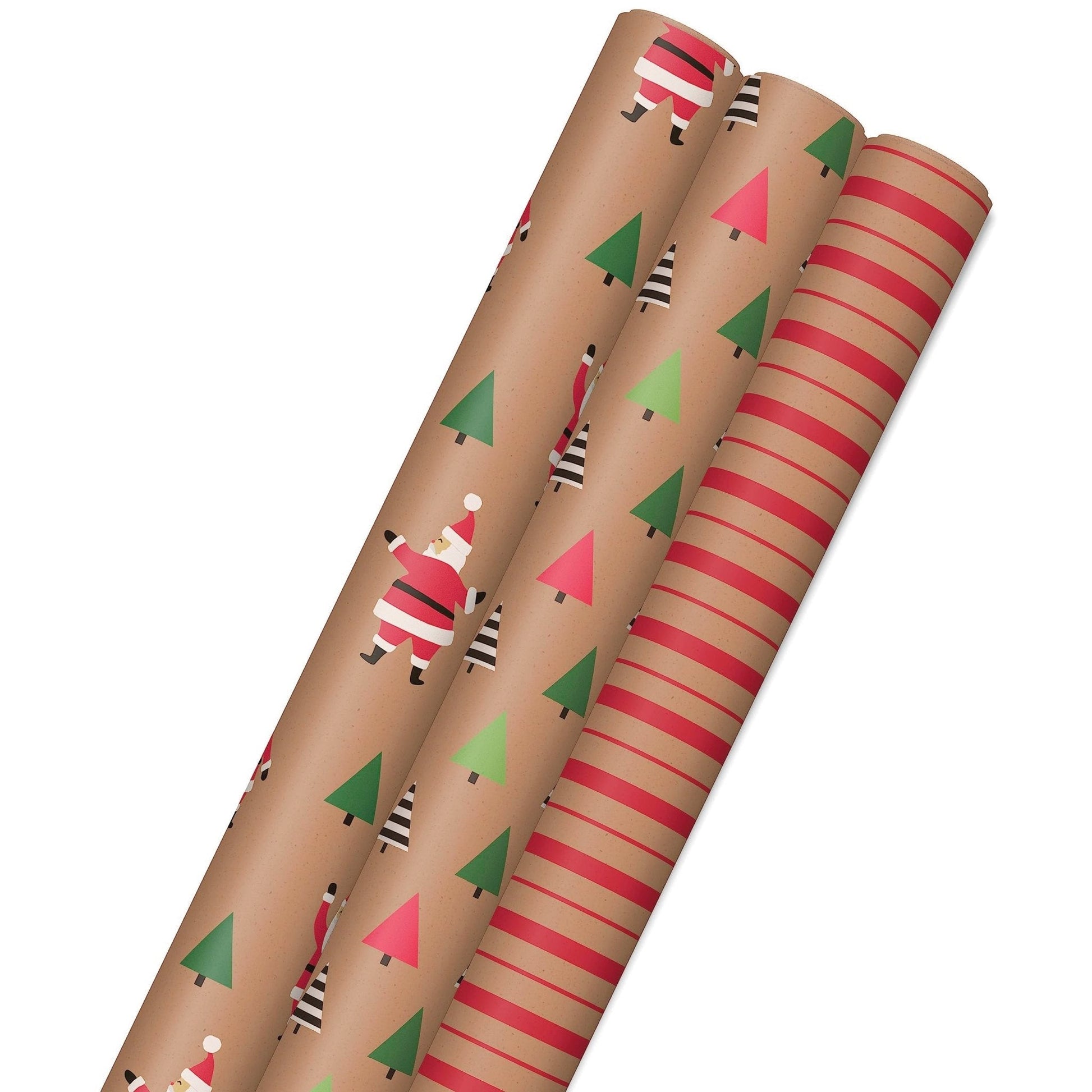 Hallmark: Christmas Wrapping Paper - Recyclable Kraft Paper, 30" Wide by 12' Long (Pack of 3) - The Tribalist
