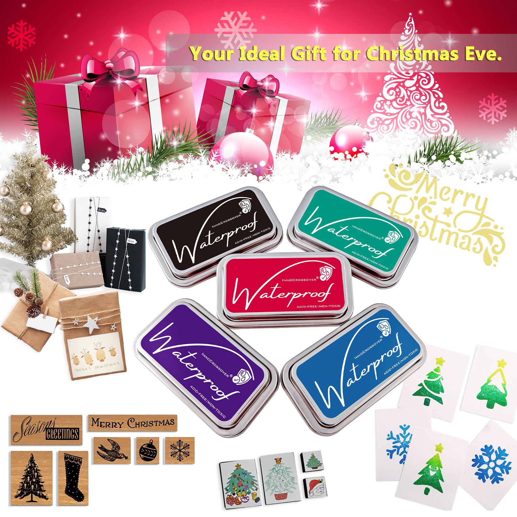 InnoCrossover: Waterproof Ink Pads for Rubber Stamps - Acid - Free, Non - Toxic (5 Ink Pads) - The Tribalist